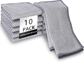 Multipurpose Wire Dishwashing Rags for Wet and Dry Pack of 10